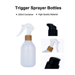 White Trigger Sprayer Bottles With Bamboo Nozzles Spray Pump 60ml 120ml 225ml