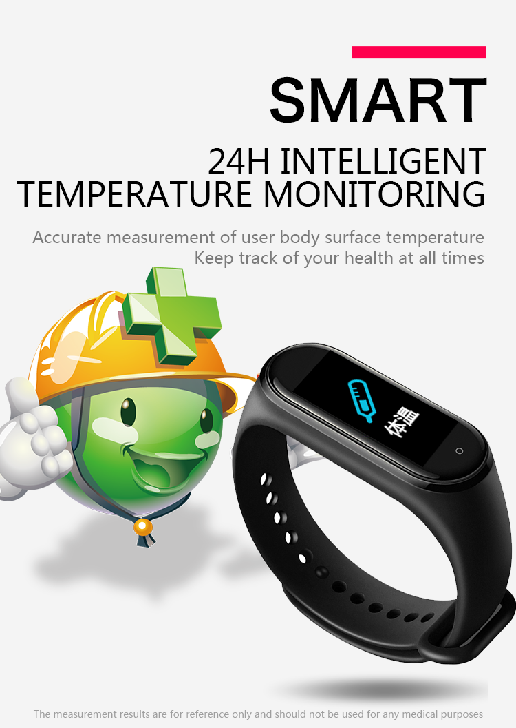 Low-Power Body Temperature Heart Rate Sports Bracelet Single Touch M4 For Xiaomi Smart Watch