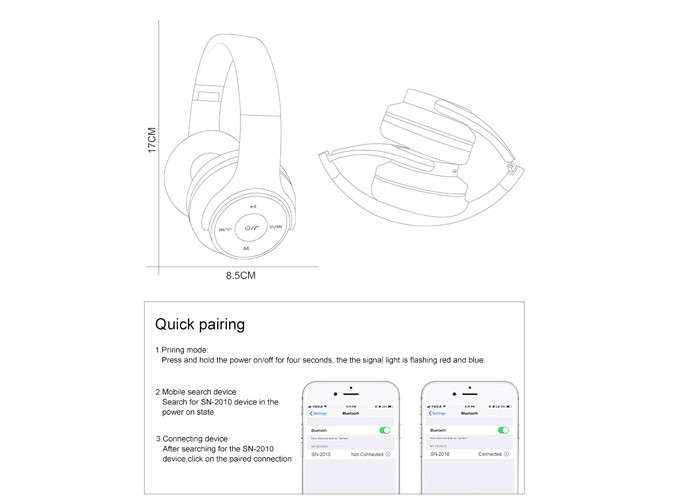 Hi - Fi Stereo Waterproof Wireless Headphones Over Ear Type Deep Bass Sound