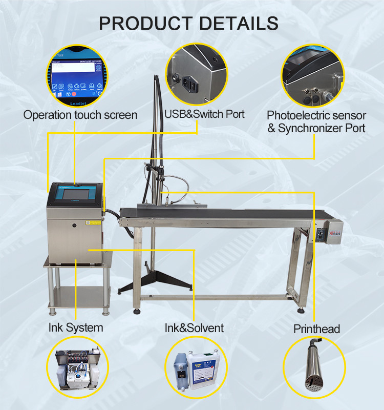 150Plus 4 Lins Continuous Inkjet Printer 280m / Min 100W Power ISO Certificate