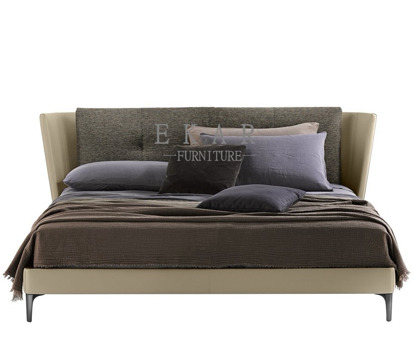 Leather Upholstered Modern Design King Size Bed