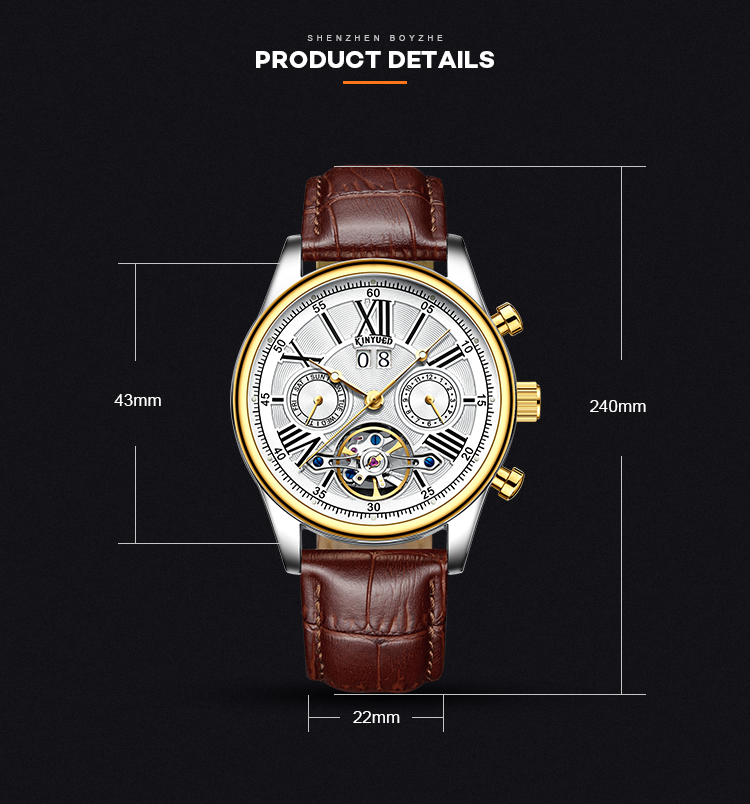 Wind Up Mechanical Wrist Watch Water Resistant High Hardness Glass