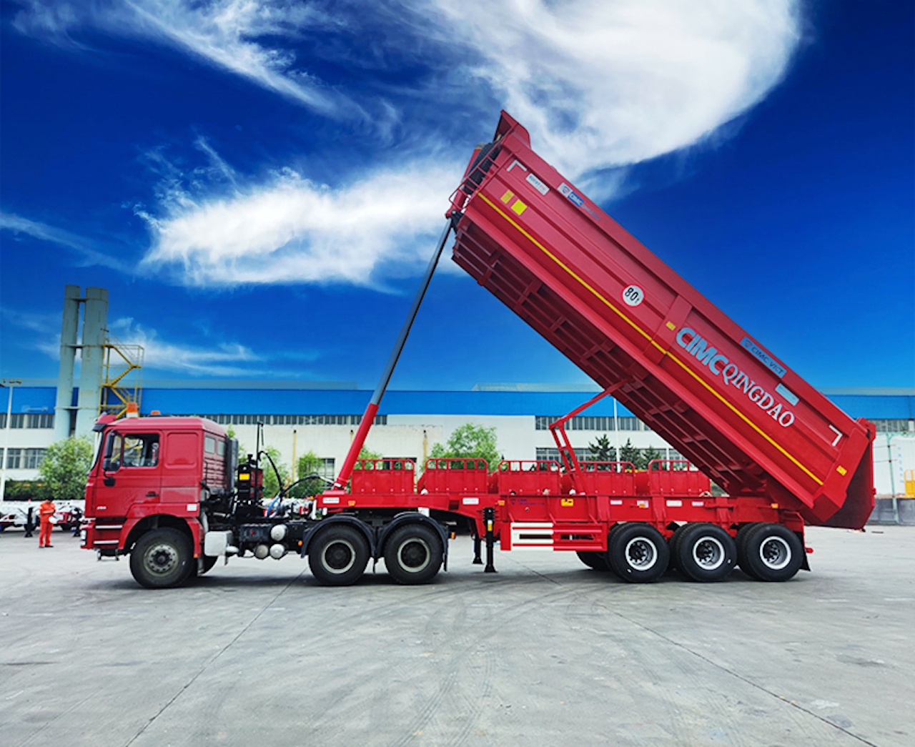 7.2 / 8.2 / 9.6 / 10.5 m Carbon Steel Chassis Tipper Semi Trailer for Building Materials Transport
