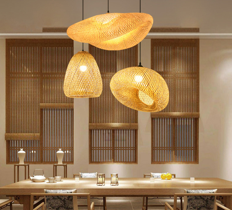Handmade bamboo weaving art lamp bamboo art dining room bedroom bamboo rattan light(WH-WP-38)