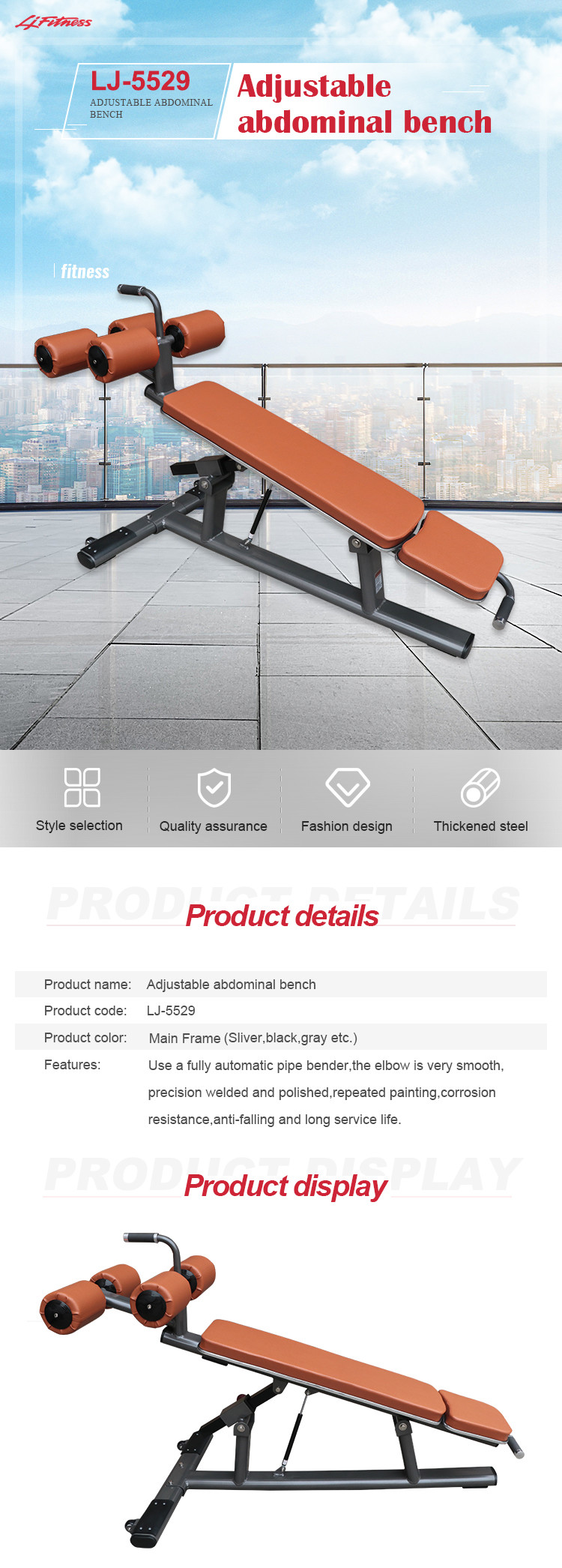 Gray Frame Abdominal Bench Machine With Roller Wheel