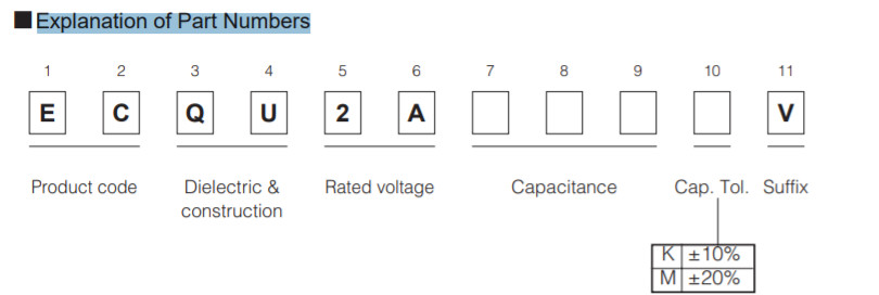 250VAC ECQU2A224KL Plastic Film Capacitor 0.22UF 20% ECQ-U2A224V ECQUV