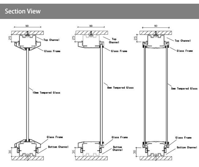 Modern Transparent Glass Wall moisture proof Easy Installation