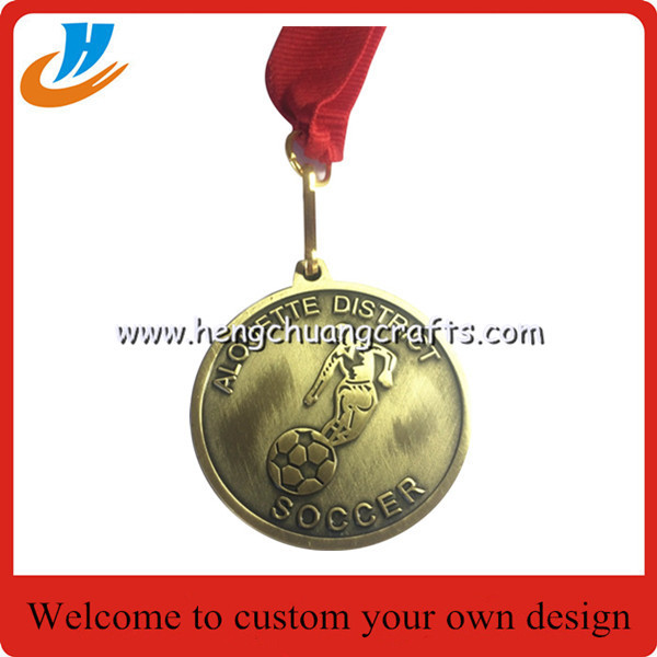 Cheap cusotm die casting metal medals with ribbon 60mm dia 3mm thickness