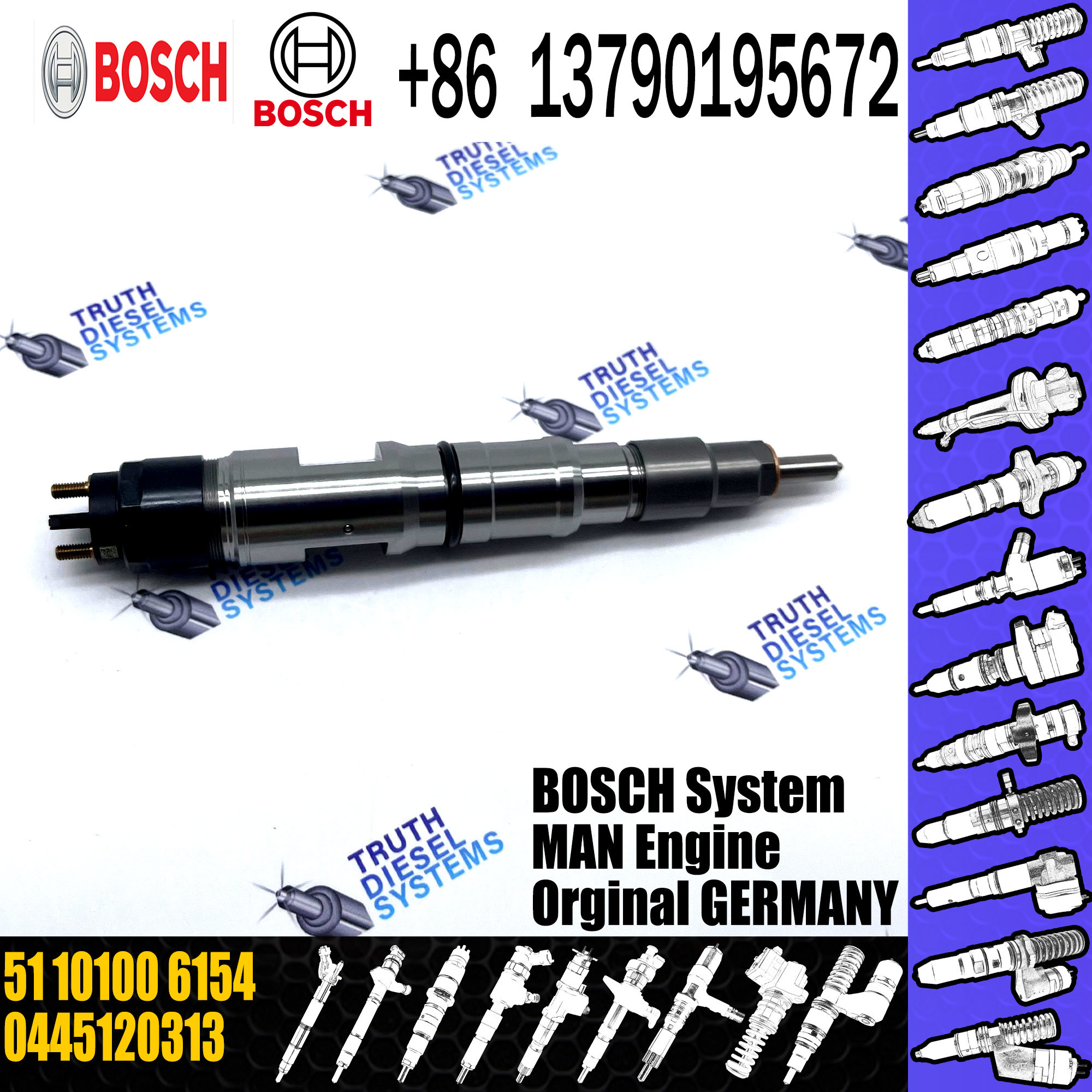 New Arrival Spare Parts 0 445 120 313/314 51101006154 51101006184 Common Rail Injector 0445120313 0445120314