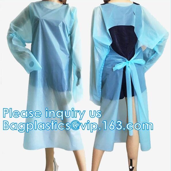 Disposable surgical cpe gown Disposable CPE gown with thumb hook isolation gown disposable pe/cpe surgical blue plastic