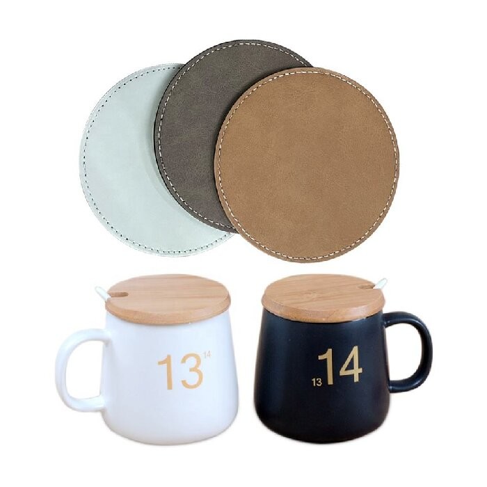 Personalized Blank Sublimation PU Leather Coasters For Sublimation Photos Printing