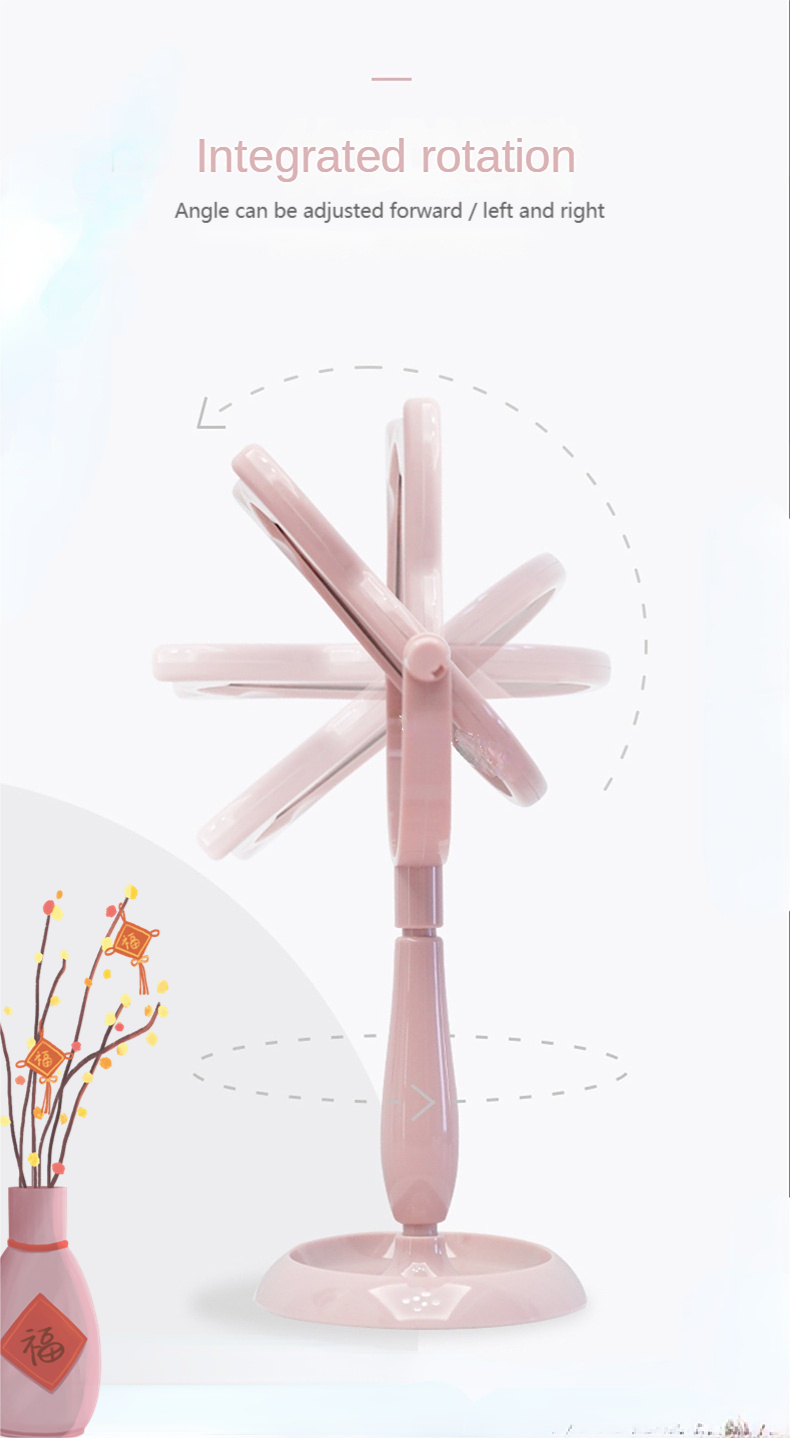 Fashionable Design Plastic and Glass Mirror Standing Desktop Makeup Mirror for Travel