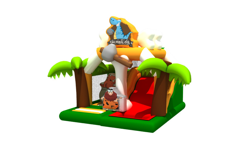 0.55mm PVC Tarpaulin Stone Age Inflatable Bouncer With Slide Combo Inflatable Jumping Castle For Kids