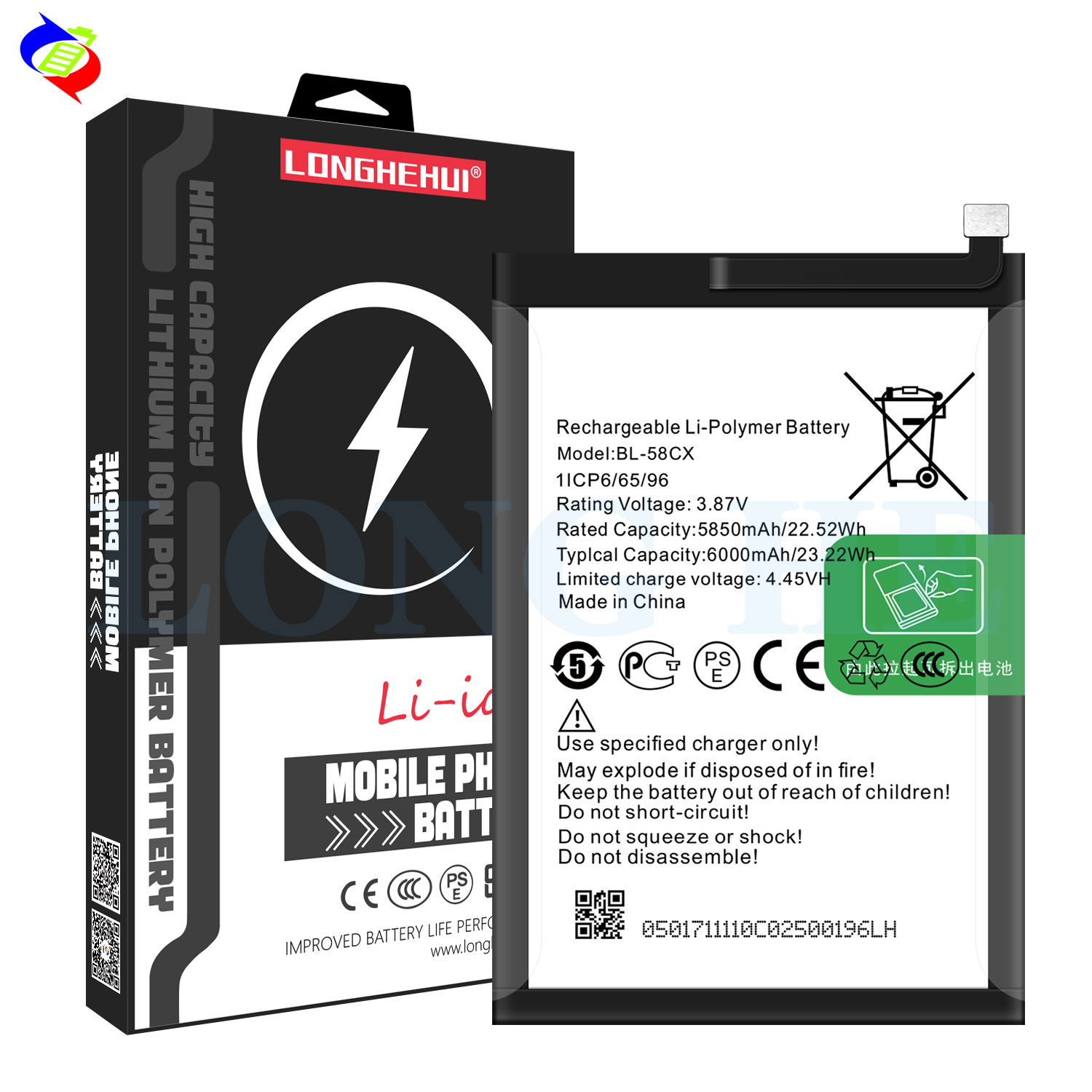 High Capacity 6000mAh BL-58CX Battery for Infinix X659 Black Design and Long Lasting