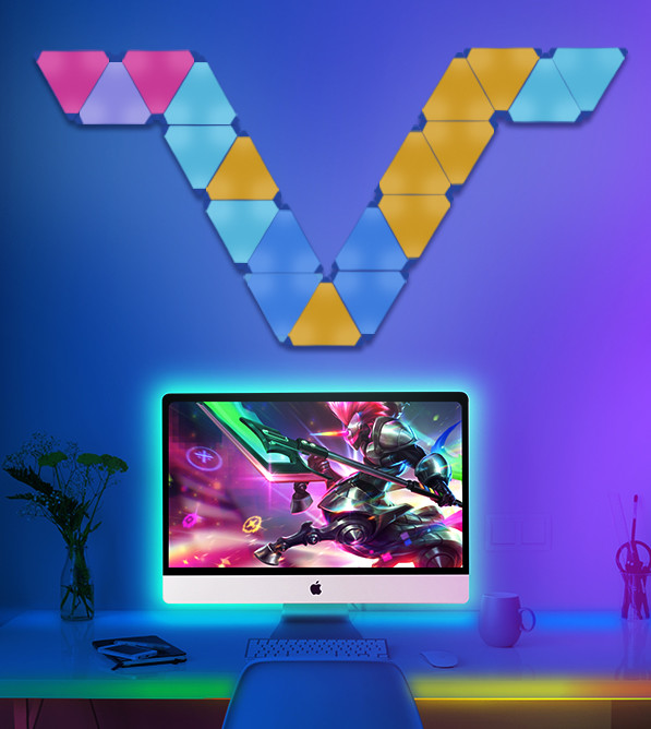 Adjustable Brightness Gaming Light Smart Triangle Design and Voice Control