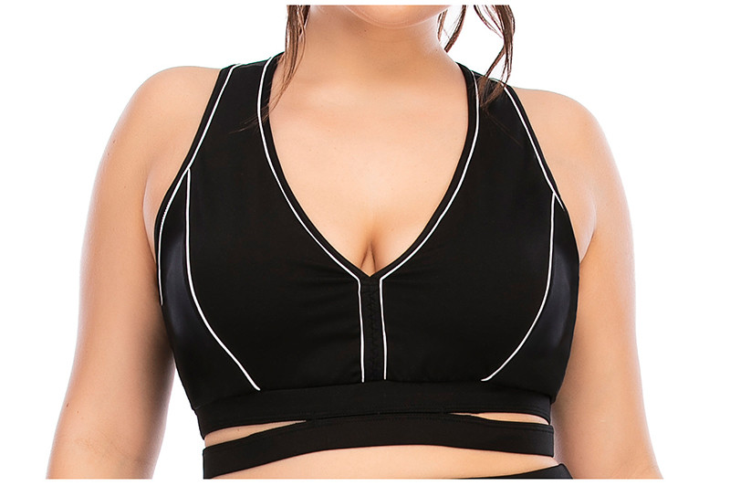 Stand Collar Plus Size 3 Piece Yoga Sets Side Pocket Squat Proof Womens Gym Set