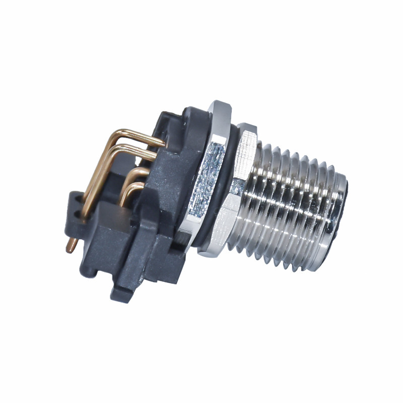 Industrial Camera 4P Elbow 4pin A-Coding Female Ip67 Connector Panel 4way M12 PCB Waterproof Connector