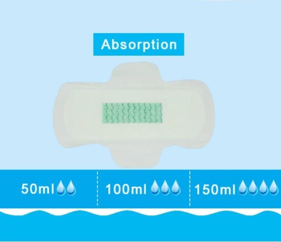 Odor Control Biodegradable Organic Sanitary Pads With Wing
