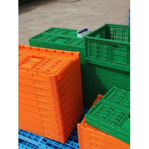 Mesh Style Plastic Crates With Card for Supermarket Display of Vegetables and