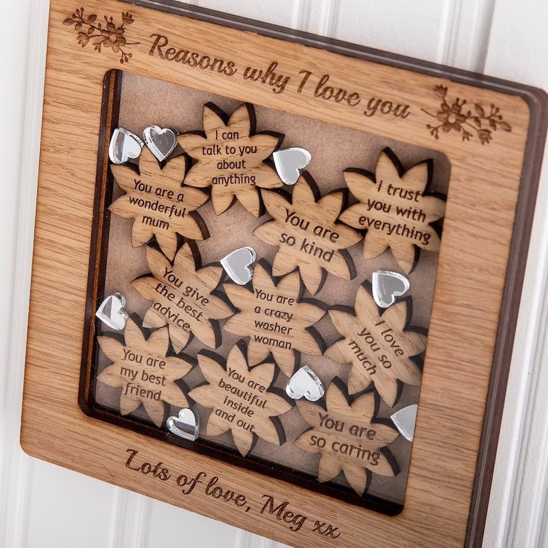 Personalised Mothers Day Gift from Daughter Unique gift for Mum Things wooden Frame from Children