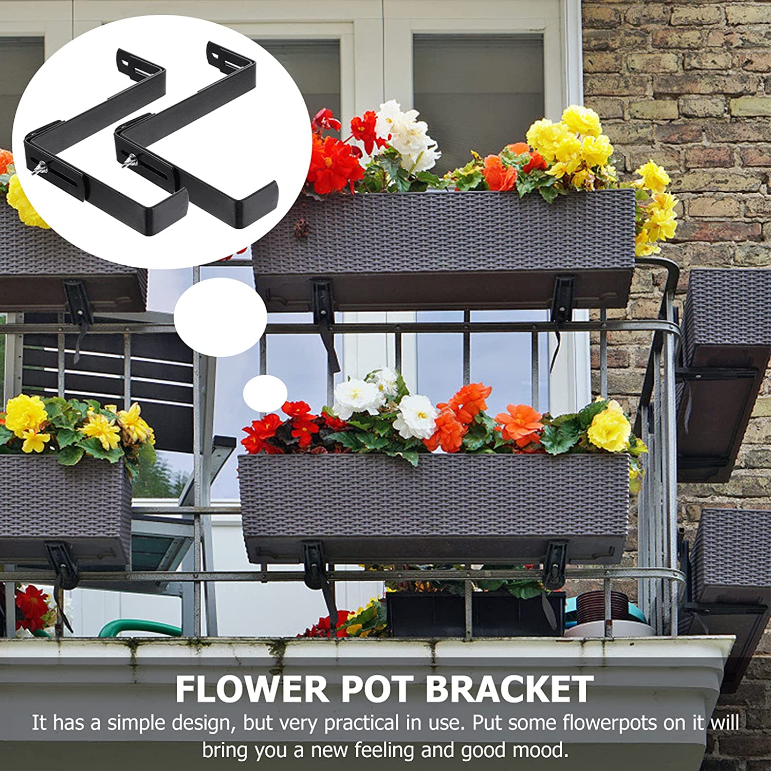 Standard Flower Window Box Planter Bracket for Balcony Fences and Windowsills Customize