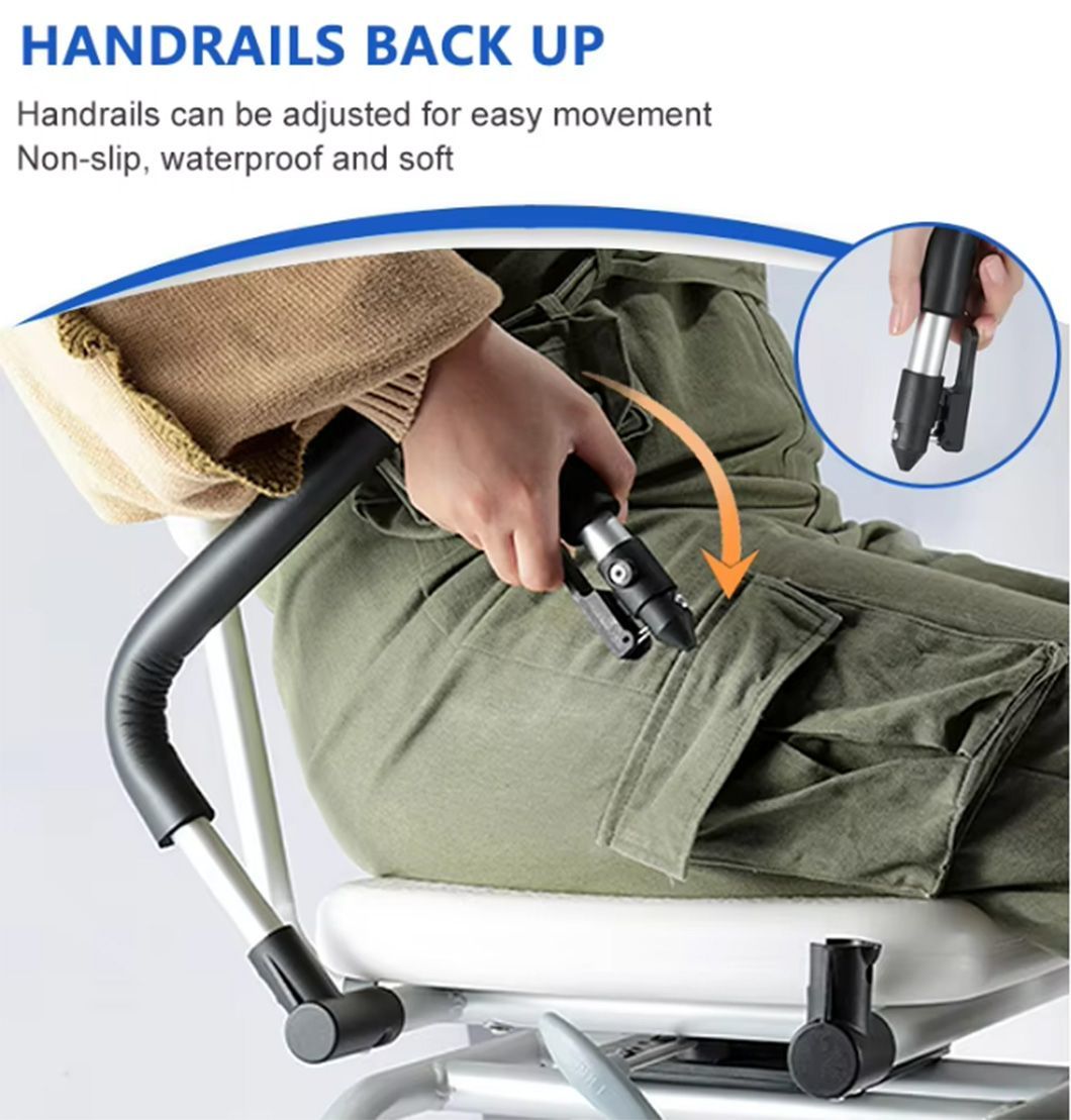 Adjustable Height with Removable Back 360 Degree Rotary Shower Chair with Armrests and Back