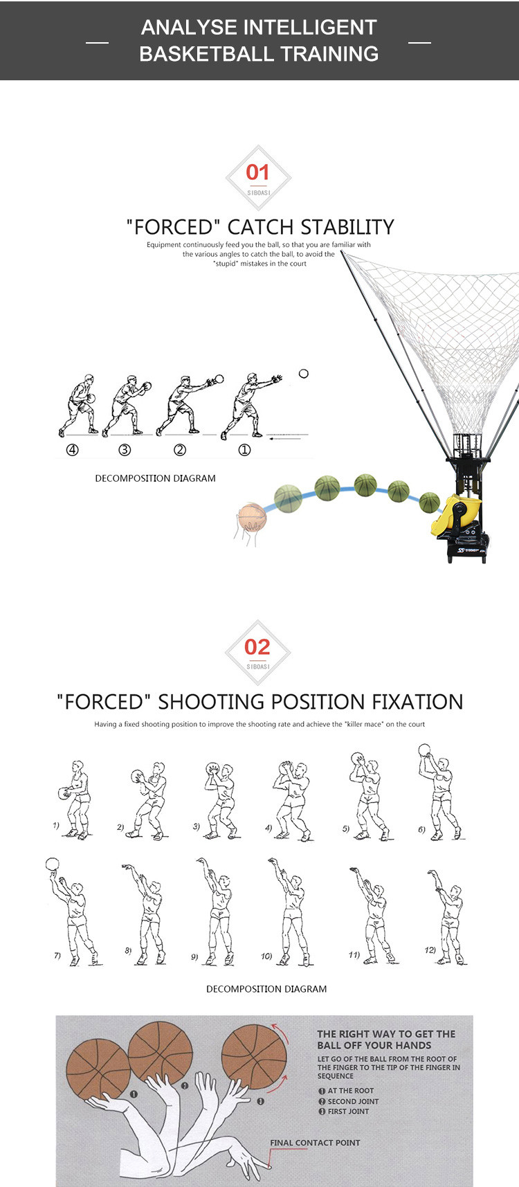 5 PCS Basketball Shooting Machine , Portable Basketball Automatic Rebounder