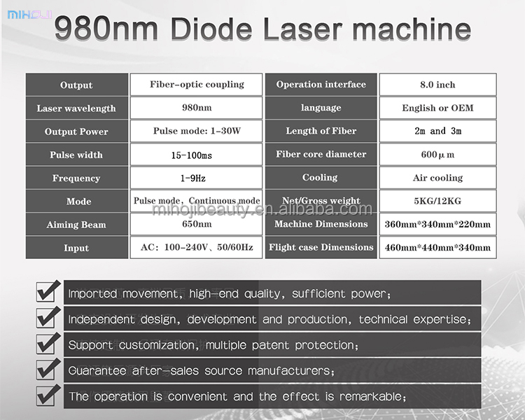 980nm Portable Vascular Removal Machine For Spider Vein Blood Vessels