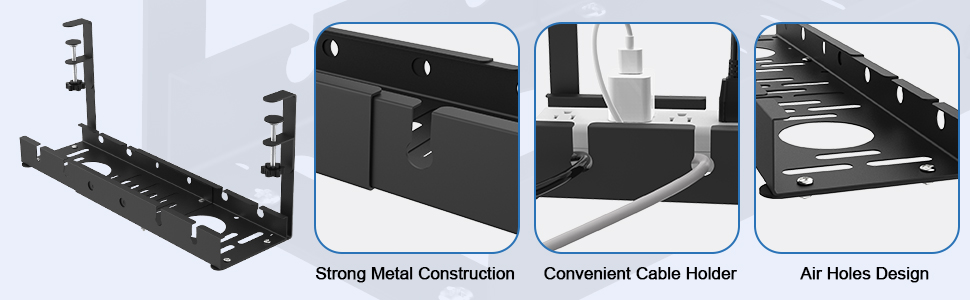 Carbon Steel Cable Management Tray Adjustable 13.8'' into 21.8'' for Living Room