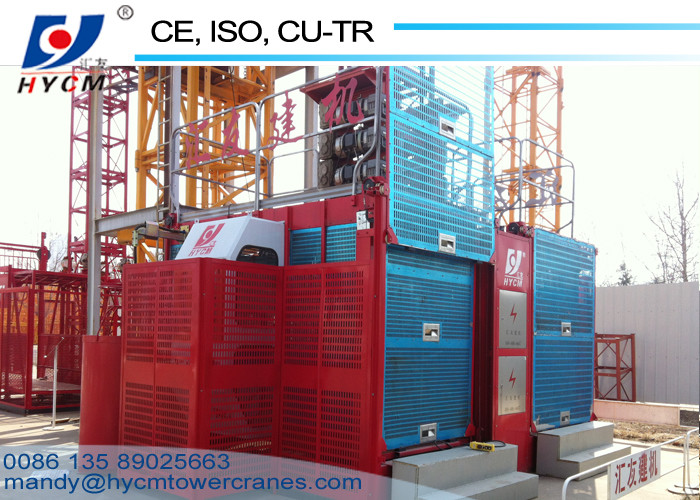 650*650*1508mm Mast 2*2000 kg Double Cages SC200/200 Construction Material Lifting Hoist