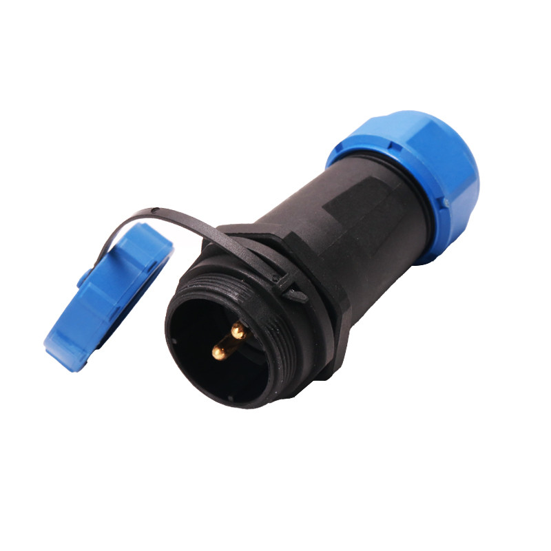 SP21 Waterproof Male 2 Pin Panel Mount Connector Screw Termination With Cover