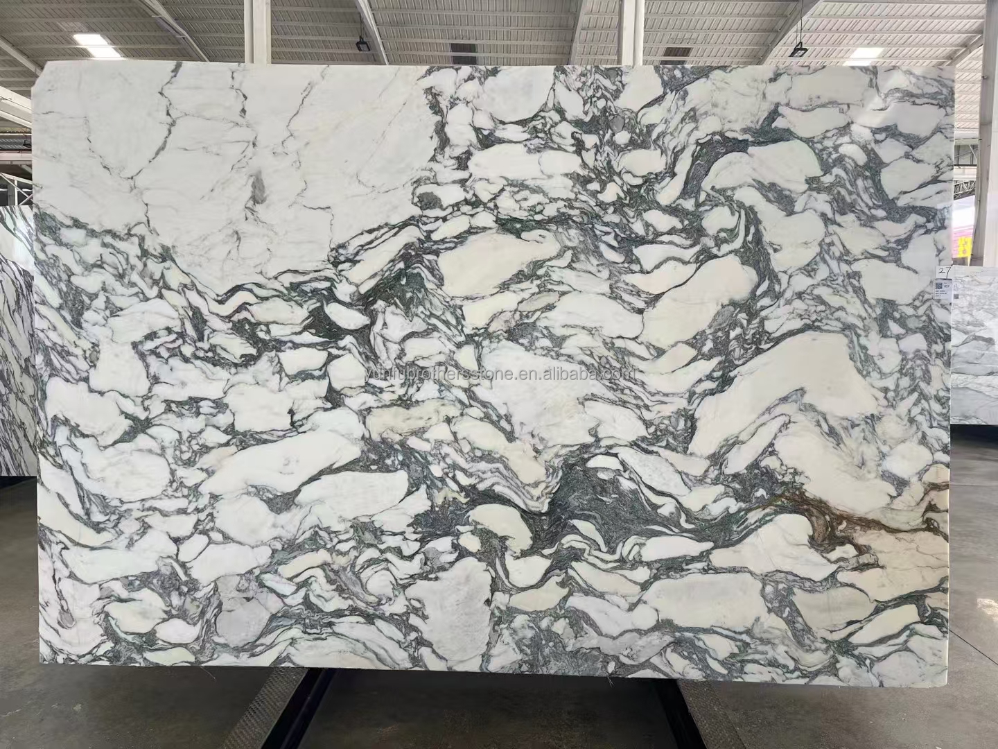 Adjustable Marble Entry Console Table with Glossy Finish and Arabescato Marble Plinth