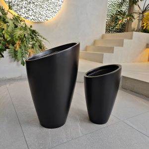 Modern Fiberglass Rectangular Flower Pots With Matte Finish