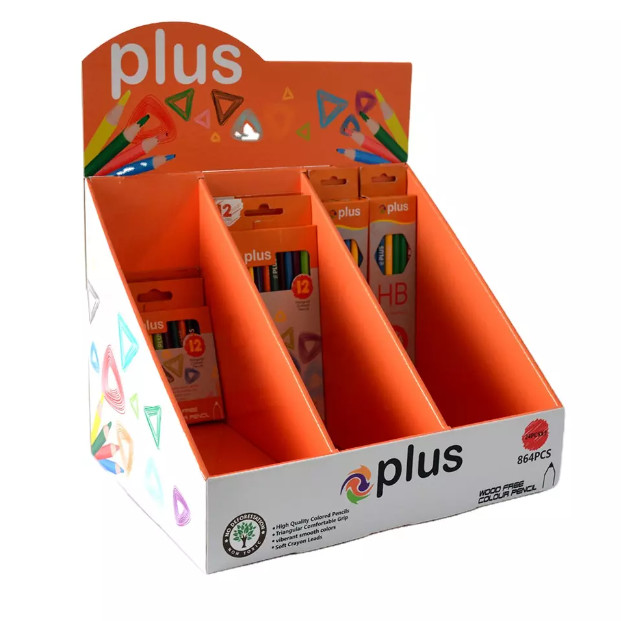 LCD Screen Shop POP Cardboard Countertop Displays Stationery Colored Pencils Rack