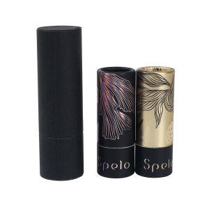  Black Paper Lipstick Tube Packaging Customized With Shiny Silver Mechanism Manufactures