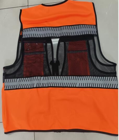 Polyester Orange Reflective Vest 120g Men'S Safety Vest With Pockets