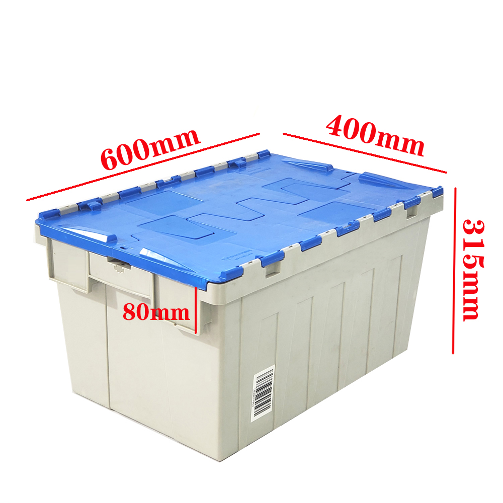 600*400*315mm FIRST Reusable Moving Boxes Plastic Crate with Lid Nestable Storage Tote