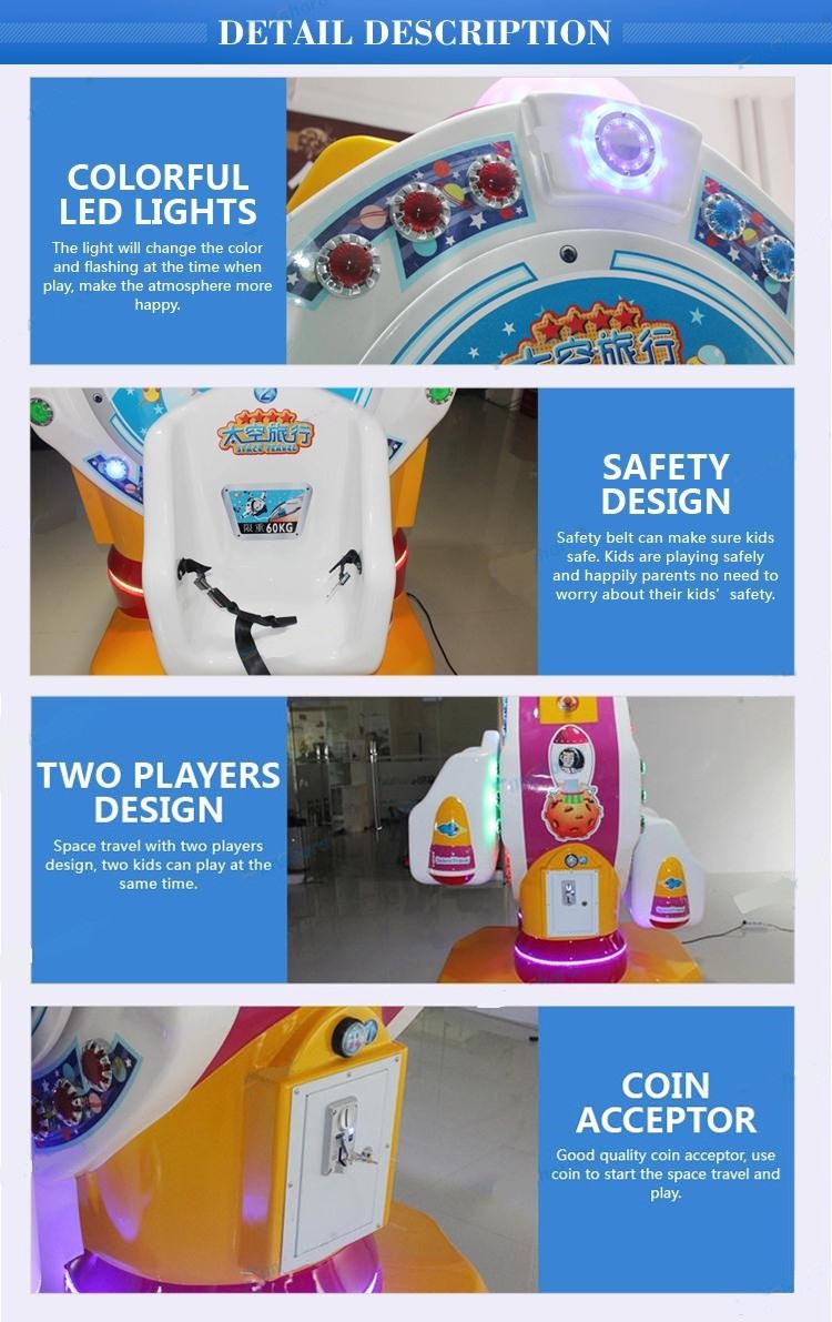 Space Travel Kiddie Ride Arcade Game Machine Coin Operated Double Seats