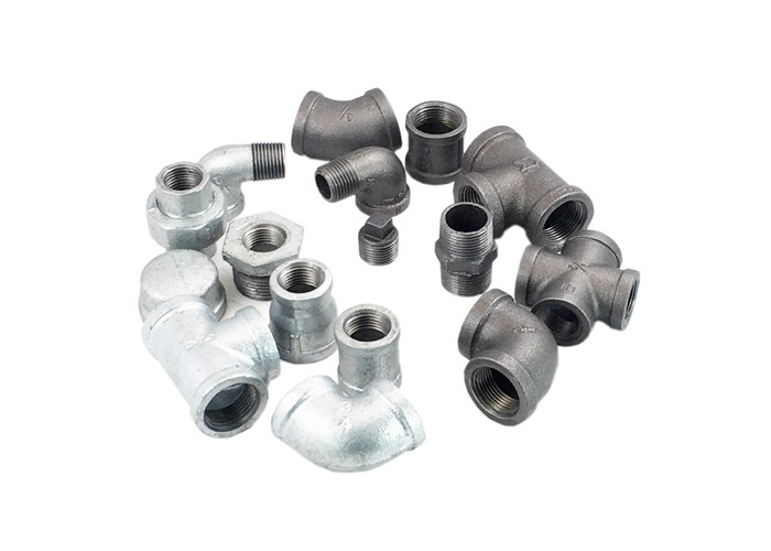 Durable Galvanized Pipe Connectors Black Metal Pipe Fittings BSPT / NPT Threaded