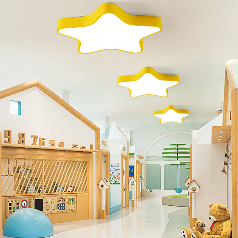 Modern creative LED ceiling lamp pink blue star baby kids children's room flush ceiling light(WH-MA-191)