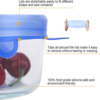 Multicolor Round Silicone Stretch Lids Reusable For Food Storage