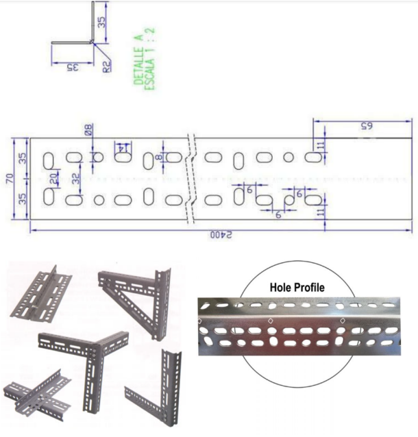 Slotted angle drawing profile 