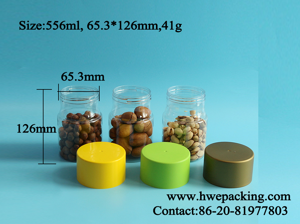 556ml 211# Transparent Empty PET Plastic Bottle Can With Screw Cover