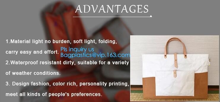 Custom Tyvek Paper Zipper Cosmetic Makeup Bag With Leather Handle,untearable tyvek zipper cosmetic bag,Environmentally f