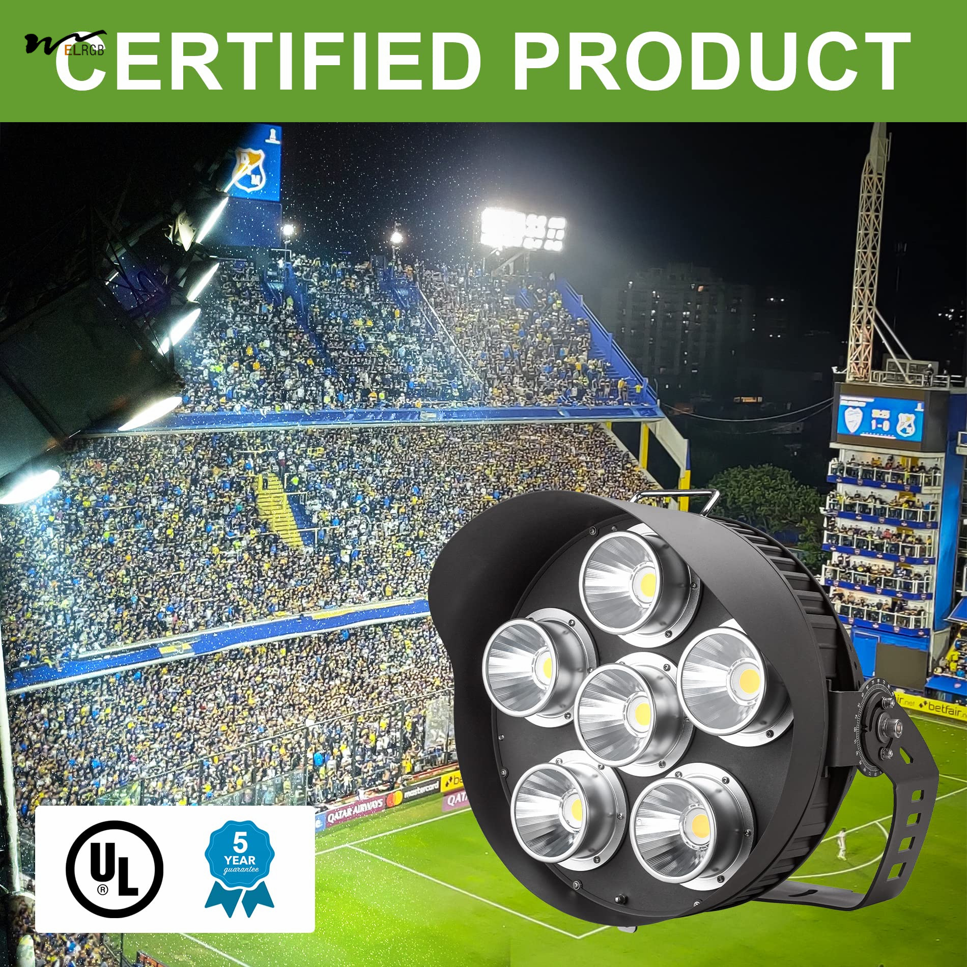 LED Stadium Waterproof Light 600W 84000 Lumen IP65 Modern Style for Outdoor Flood Lighting