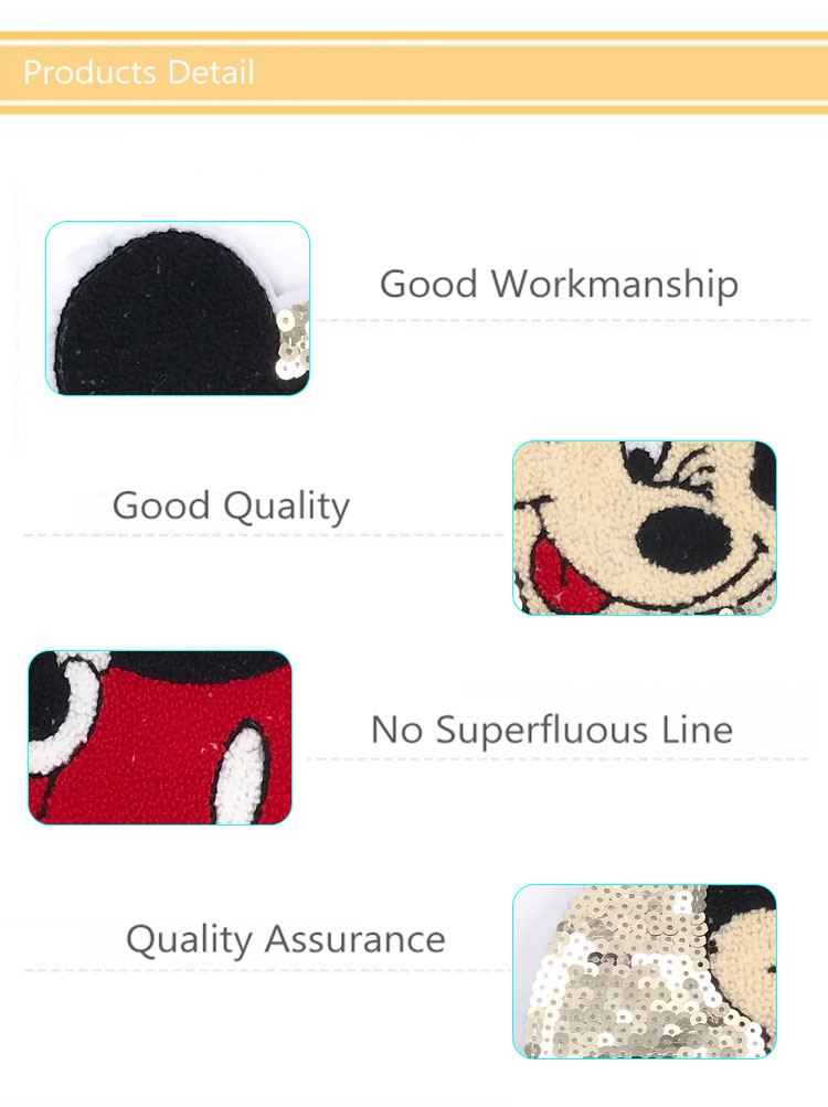 Cartoon Mouse Disney Embroidered Patches , Popular Disney Sew On Patches Custom Color