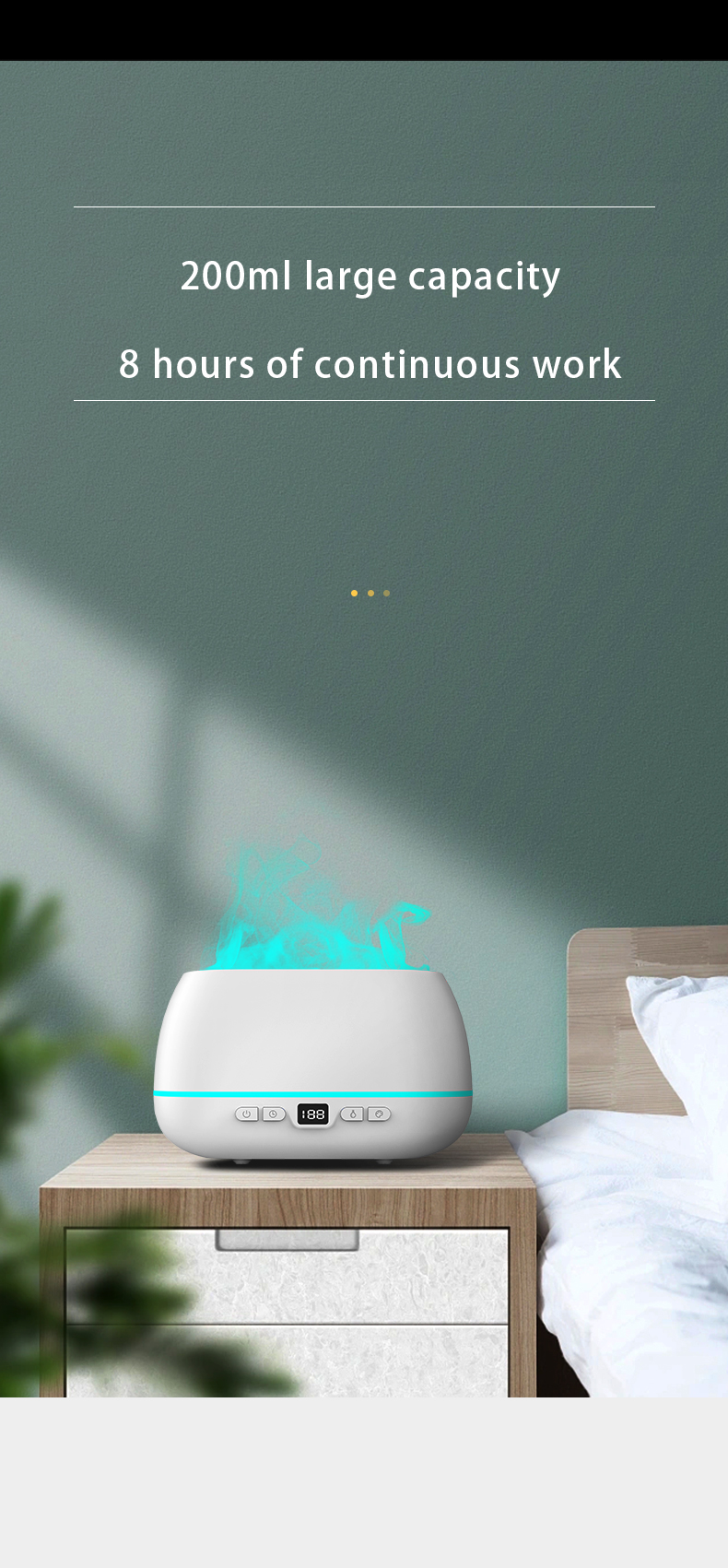 2023 New Design Ultrasonic Flame Diffuser 200ml RGB Light Flame Humidifier With Remote Controller Aroma Diffuser For Household