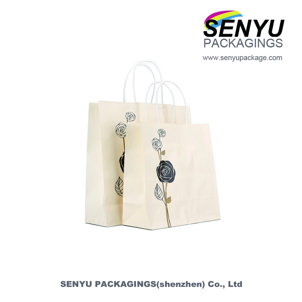 Custom Printed Paper Bags with Handles For Business Shopping Recycled