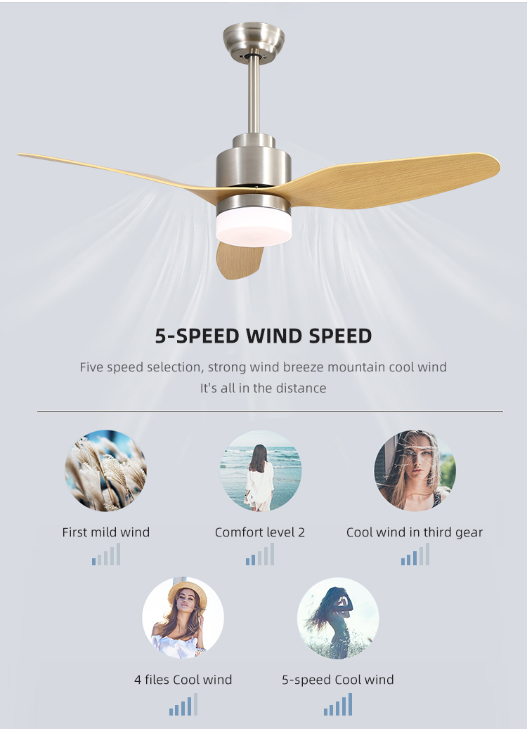 Residential Modern 65W 1500LM 3 ABS Blade Ceiling Fan 47 Inch