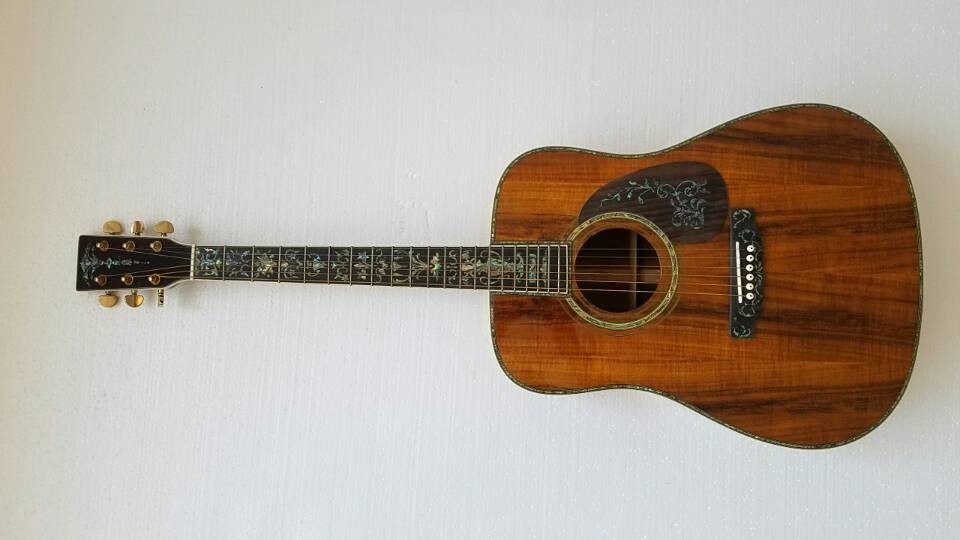 Real Abalone Inlay 41 Inch Koa Wood Round Body Classic Acoustic Guitar Free Shipping